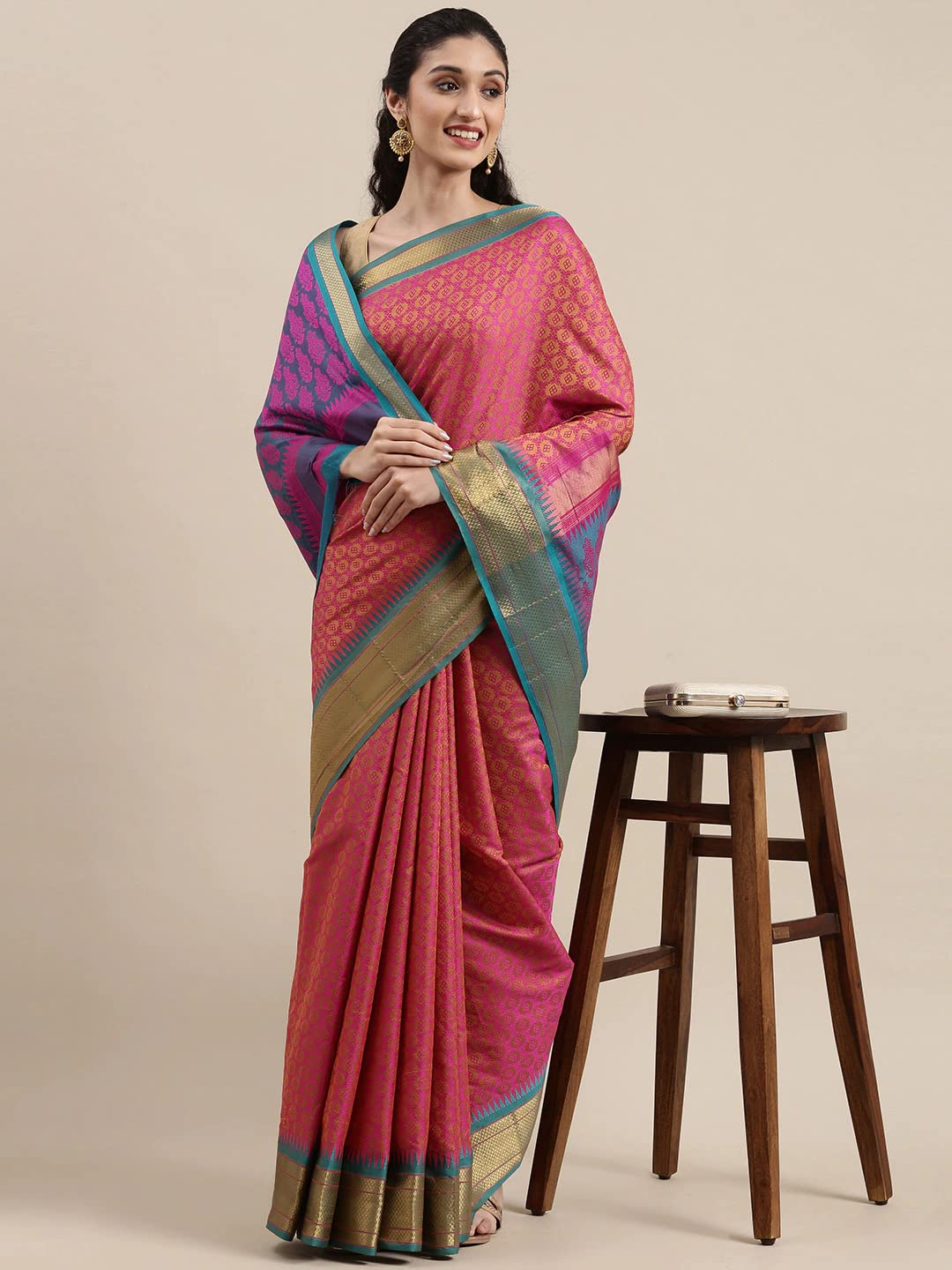 Pandadi Saree Women's  Cotton Silk Saree With Blouse Piece