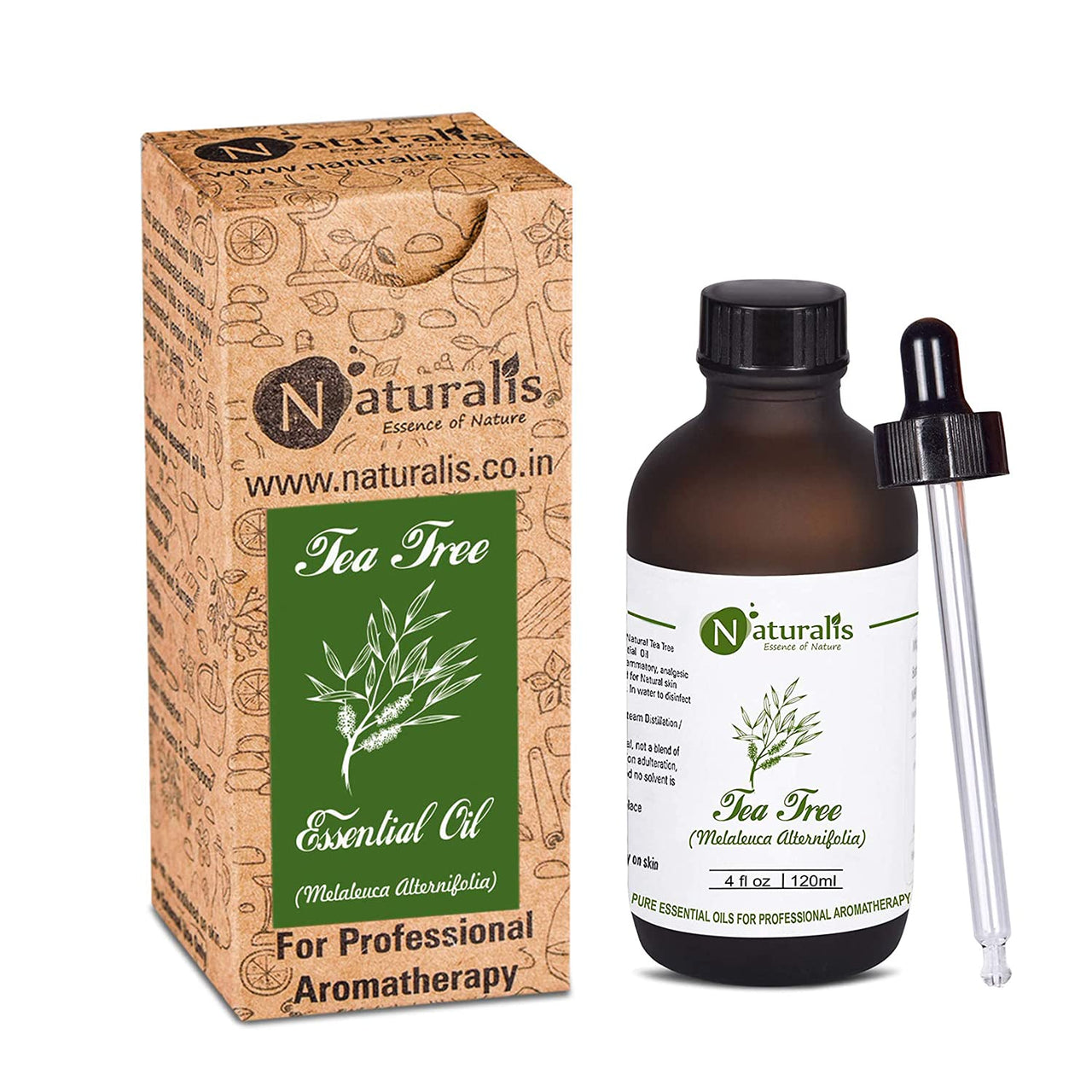 Naturalis Tea Tree Essential Oil - Tea Tree Oil for Hair, Face, Acne, Pimples and Scar - Pure and No Dilution Tea Tree Hair Oil - No Solvents - Ideal for Aromatherapy - 120ml