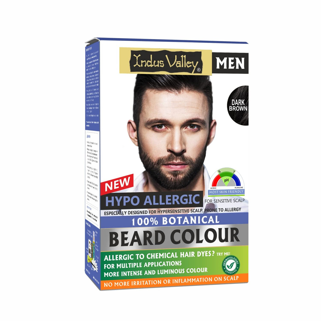 INDUS VALLEY 100% Botanical Hypo Allergic Aqua Beard Colour Dark Brown (100g +15ml)