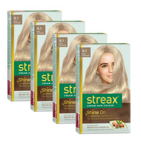 Streax Cream Hair Color for Unisex, 120ml - 9.1 Rich Platinum (Pack of 4)