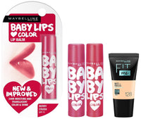 Maybelline New York Lip Balm Liquid Foundation,Matte& Lip Balm,With Spf,Moisturises And Protects From The Sun,Pink Lolita&Baby Lips Cherry Kiss,Baby Lips,Berry Crush,4G,1 Count