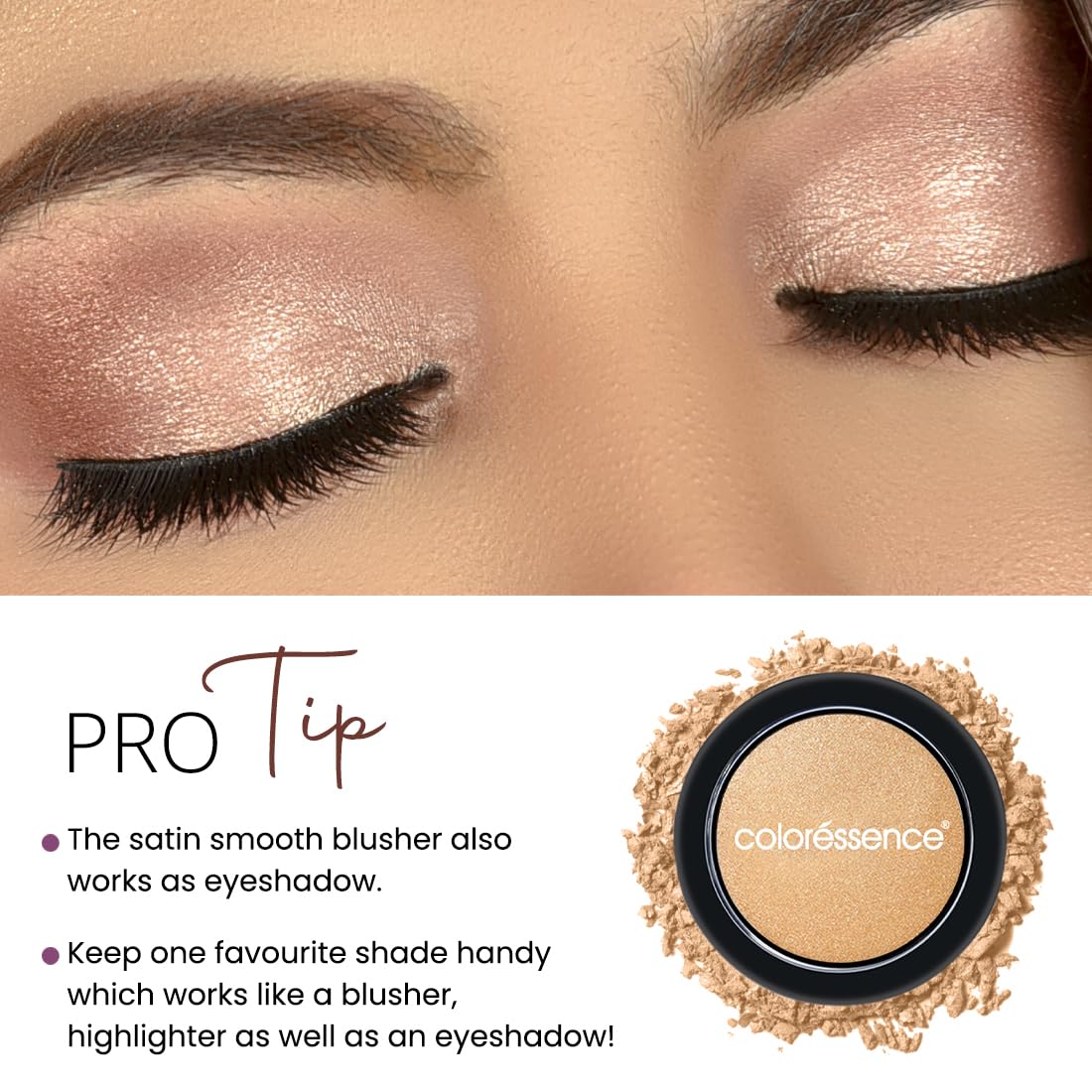 Coloressence Satin Smooth Blush | Natural Highlighted Look | Highly Pigmented | Satin Finish|Golden Peach-5gm