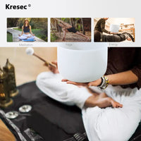 Kresec 9 Inch Crystal Singing Bowl F Note (±40 cents) Heart Chakra with O-ring and Mallet for Meditation, Yoga, Spiritual and Body Healing and Energy Cleansing