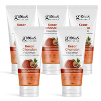 Globus Naturals Kesar Chandan Skin Lightening & Tan Removal Face wash, For Natural Glow & Spotless Skin, Suitable For All Skin Types, 75 ml (Pack of 5)
