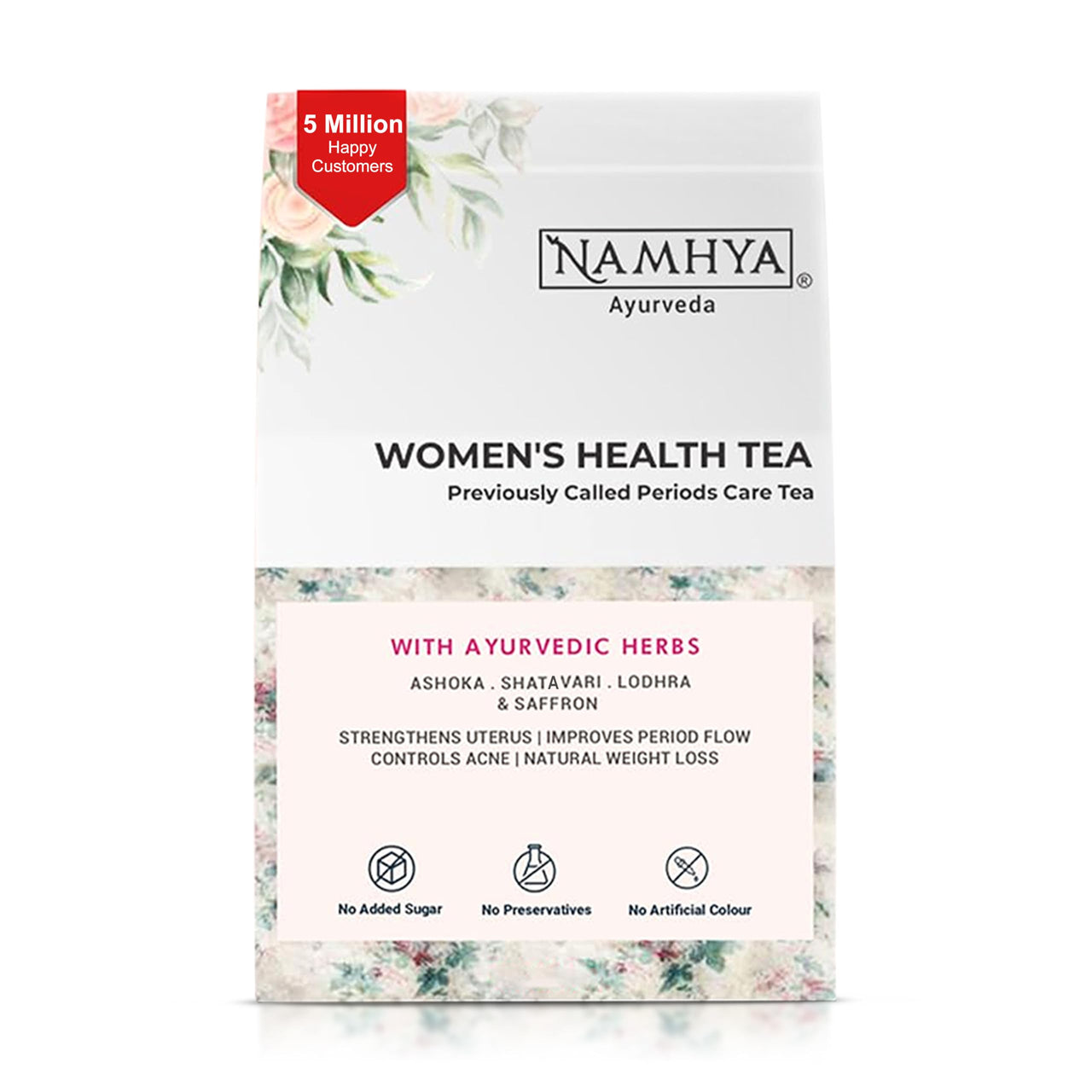 NAMHYA Womens Health Tea | Herbal Tea | PCOS tea for women | Loaded with Natural Ayurvedic Herbs (Shatavari and Ashoka) for Hormonal Balance & Better Period Cycle 3.53 oz (100 Grams)