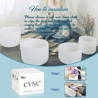 440HZ 8 Inch F Note Heart Chakra Frosted Quartz Crystal Singing Bowl Meditation Therapy Sound Healing Instrument Sound Bath Bowl with Carrying Bag