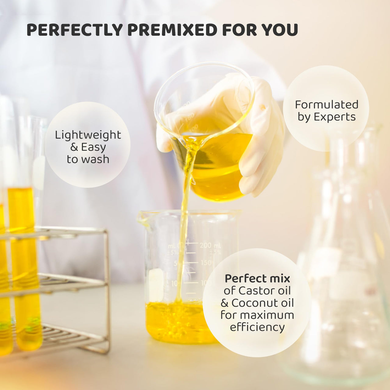 Rey Naturals Premixed Castor Oil Plus Sesame Oil Cold Pressed | Cold Pressed Sesame Oil | Helps Restore Natural Black Hair | Black Sesame Oil For Hair Growth | Sesame Oil For Massage - 200 ml