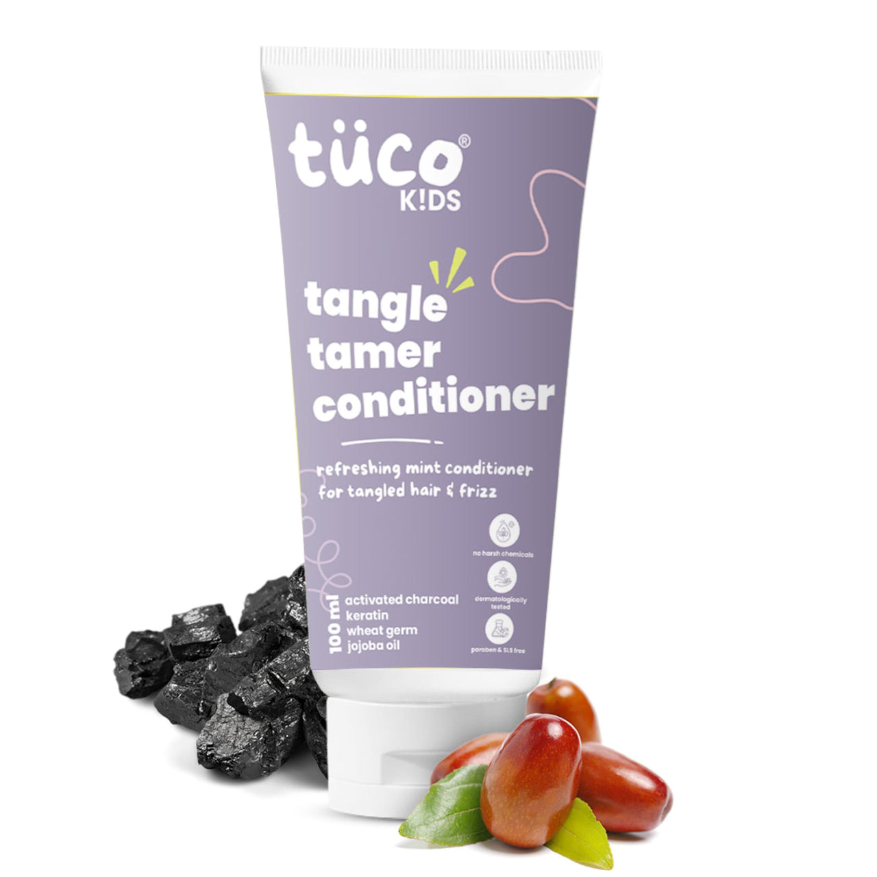 Tuco® Kids Tangle Tamer Hair Conditioner | Jojoba Oil & Keratin | pH Balanced, Frizz Free, Hypoallergenic | Ages 2-5, 4-10, 10-15, 5-10 Years | Paraben & Sulphate Free | 100ml (Pack Of 1)