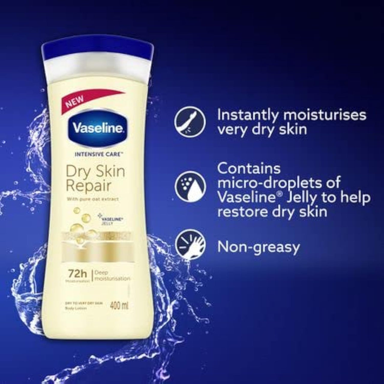 Vaseline Intensive Care Dry Skin Repair 72H Body Lotion-Imported, 400 ml (Pack of 1) (16001087357040)