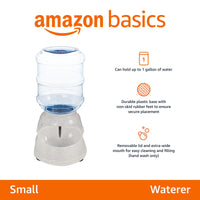 Basics Gravity Pet Waterer for Cat, Dog, Small, 1 Gallons Capacity, Gray
