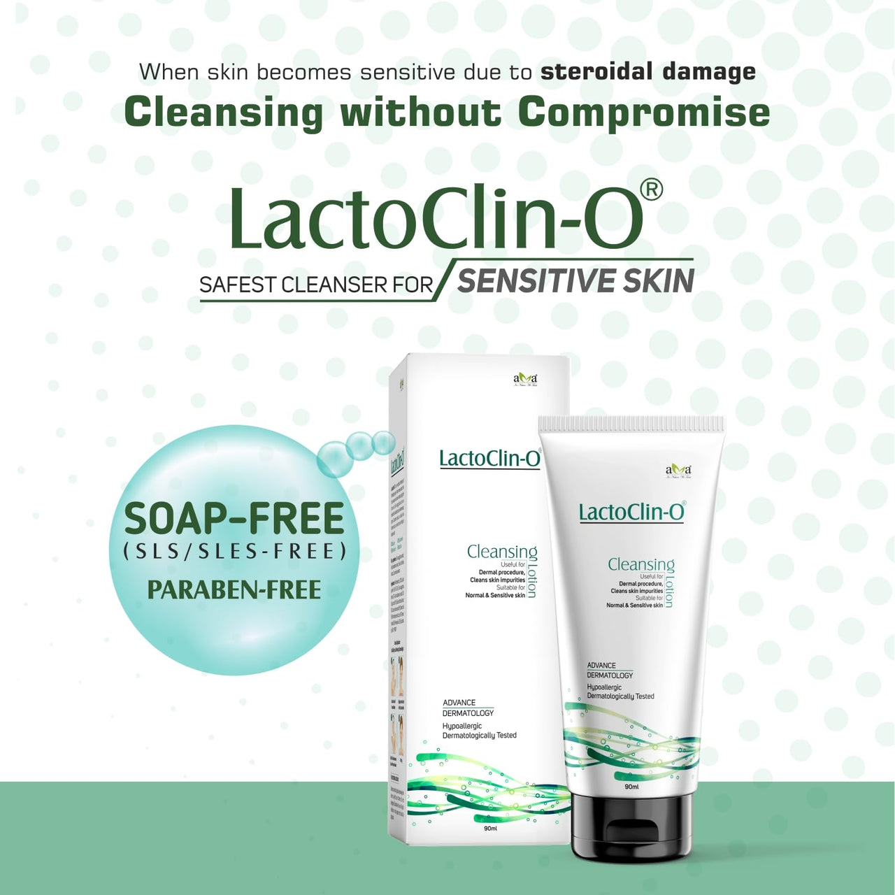 Vegetal LactoClin-O Cleansing Lotion, Hypoallergenic Face Wash for Normal & Sensitive Skin, 90 ml Pack of 2