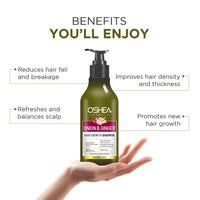 Oshea Herbals Natural Hair Growth Shampoo for Men & Women | Deep Nourishment, Promotes Hair Growth with Controlled Hairfall | Enriched with Onion Bulb & Ginger Extract - 300ml