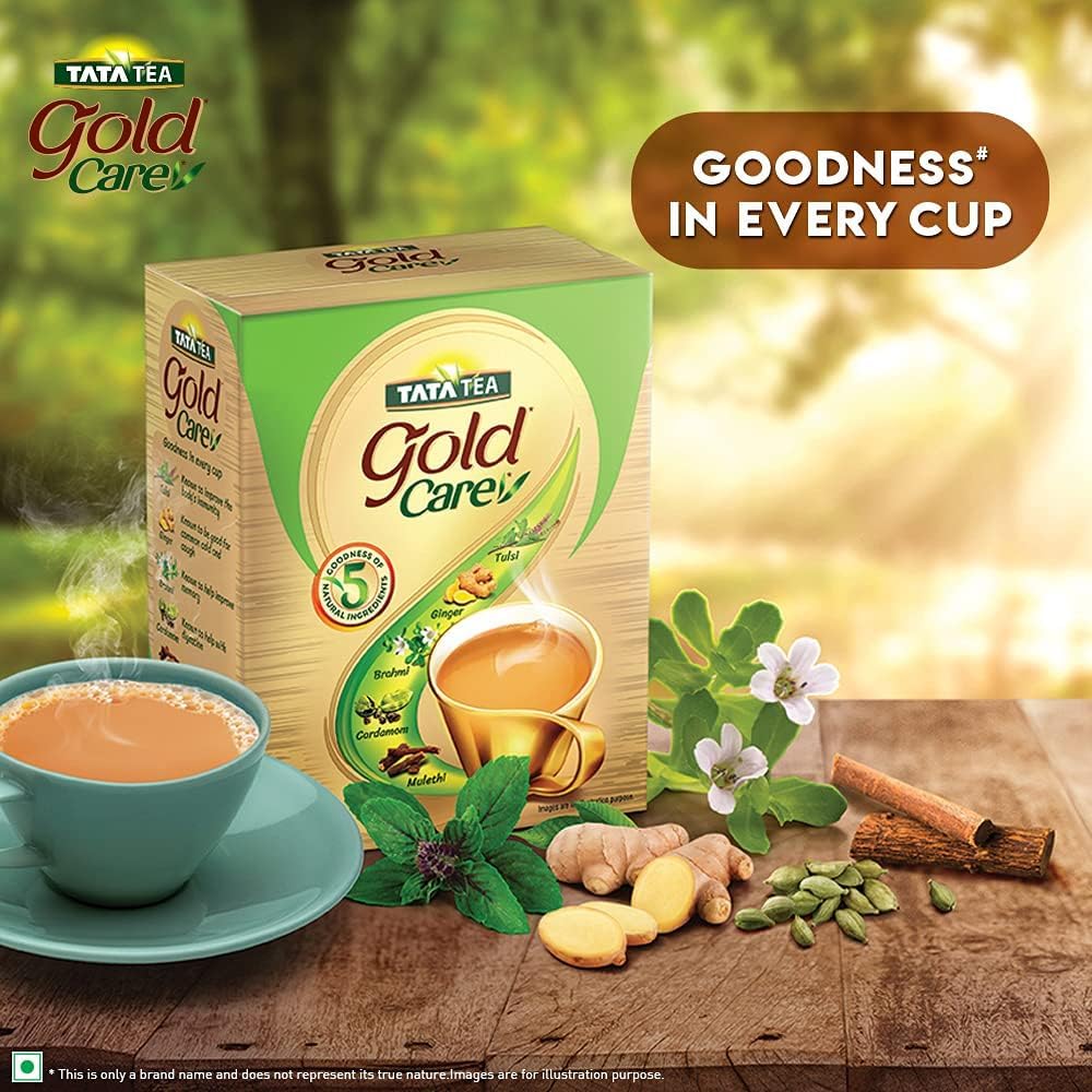 Tata Tea Gold Care 1kg, Rich in Taste, Goodness of Elaichi, Ginger, Tulsi, Brahmi & Mulethi, Black Tea, Loose Leaves