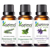 KAZIMA Essential Oils - Rosemary Oil, Peppermint Oil & Lavender Oil (Combo Pack of 3) 15 ml Each