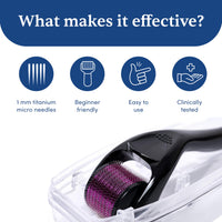 Man Matters 1.00 mm Derma Roller with Disinfectant | With 540 Titanium Alloy Needles | Promotes Beard & Hair Growth & Reduces Acne Scars | Safe & Effective to Use