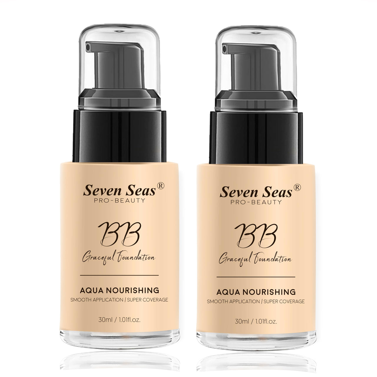 Seven Seas BB Gracefull Foundation | Aqua Nourishing for Face Makeup | Smooth Application | Full Coverage for Women, Pack of 2 (Skin-30ML)