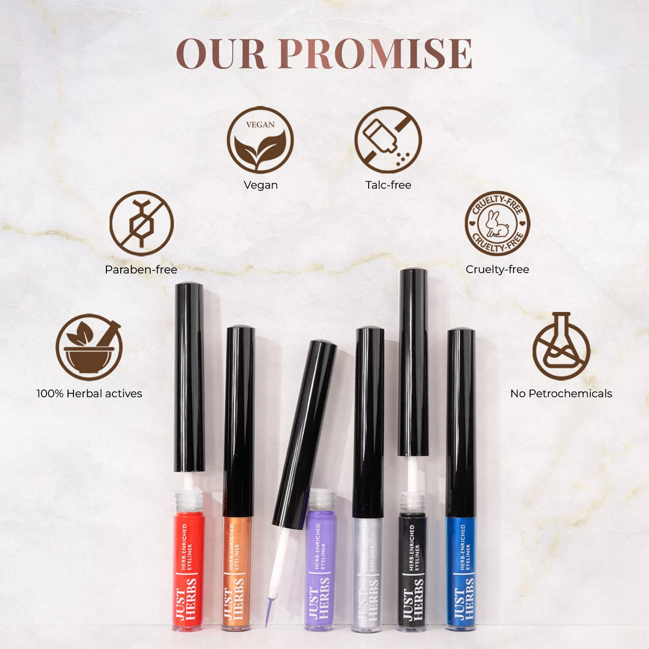 Just Herbs Eyeliner Waterproof and Smudge Proof, Long Lasting Eyeliners 2.5g (Nutty Brown)