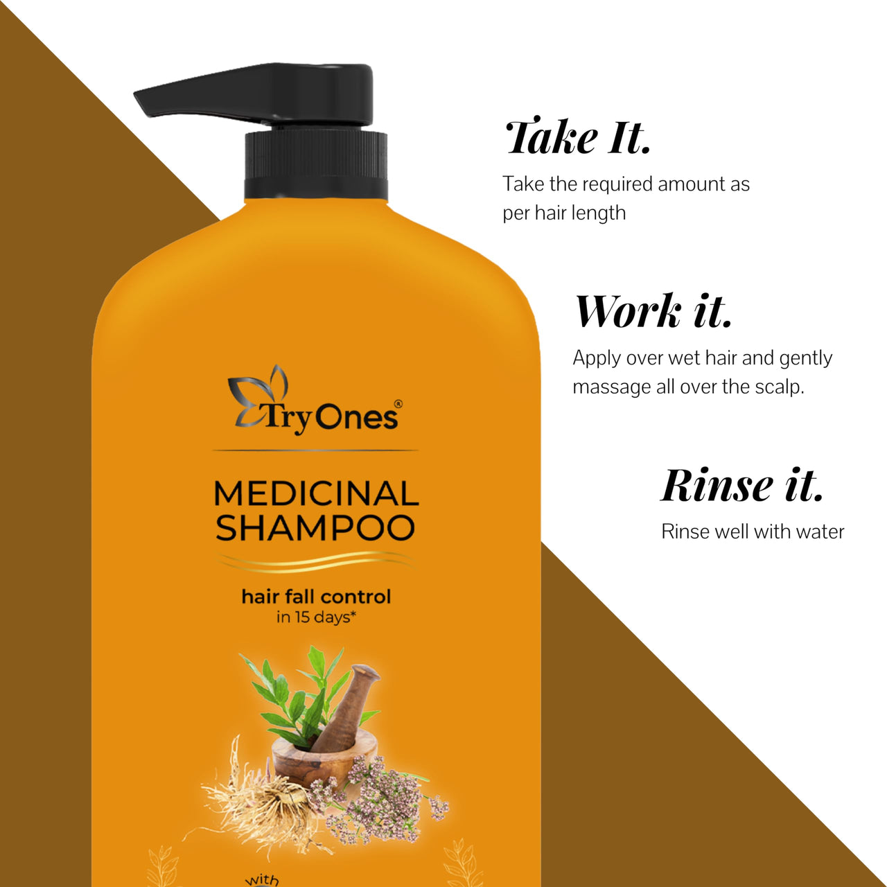 TryOnes Medicinal Shampoo | Helps Control Hair Fall & promotes hair growth 1000 ml