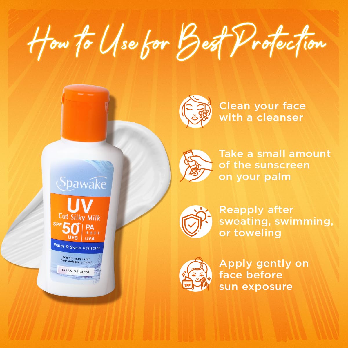 Spawake UV Cut Silky Milk Sunscreen SPF 50 PA++++ | No white cast, Sweat & Water-Resistant | Lightweight & Non-Sticky Formula| High Sun Protection