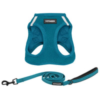 Voyager Step-in Air All Weather Mesh Harness and Reflective Dog 5 ft Leash Combo with Neoprene Handle, for Small, Medium and Large Breed Puppies by Best Pet Supplies - Set (Turquoise), XL Harness Leash Set (Turquoise) XL (Chest: 20.5 - 23