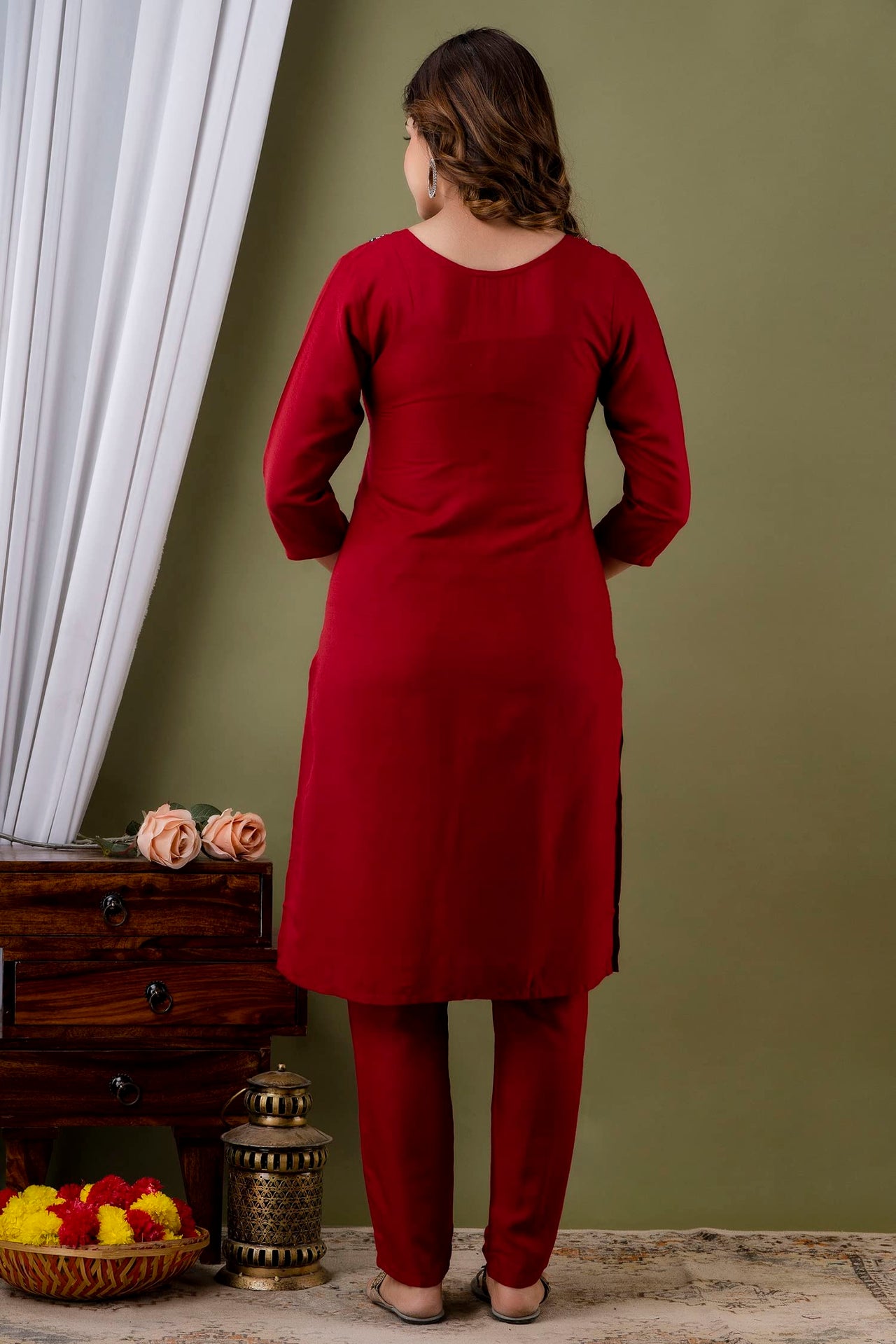 LookMark Womens Cotton Rayon Kurta and Pant Set with Dupatta