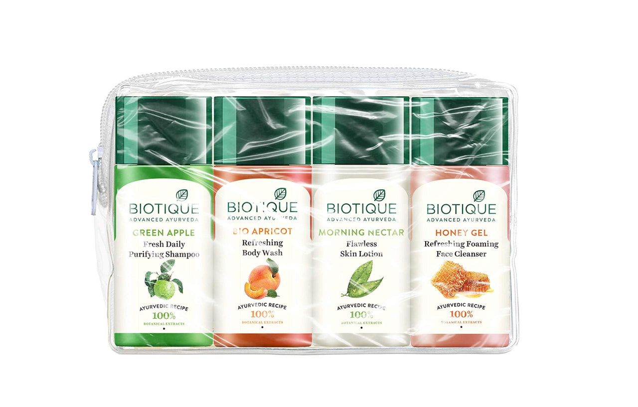 Biotique Travel Kit&Biotique Morning Nectar Sun Protect Moisturizer Lotion For Visibly Flawless Skin All Skin Types, 120 ml