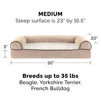 Furhaven Replacement Dog Bed Cover Sherpa & Chenille Sofa-Style, Machine Washable - Cream, Medium Cover Only 30.0
