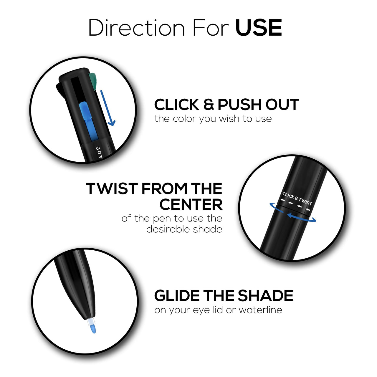 RENEE Bold 4-4-In-1 Kajal Pencil - Four Shades Black, Brown, Teal & Blue - Matte Finish, Rich Color Payoff, One-Stroke Application, Travel Friendly & Easy To Use