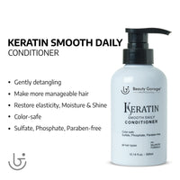 Beauty Garage Keratin Shampoo and Conditioner Combo | 300ml Each | Keratin Hair Care Kit for Women and Men | Sulphate & Phosphate Free | Repairs Damage & Reduces Frizz