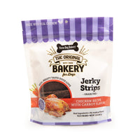 Three Dog Bakery From Our Kitchens Grain Free Meaty Filet Strips, Chicken with Carrots Flavor, Premium Treats for Dogs, 12 Ounce Resealable Pack