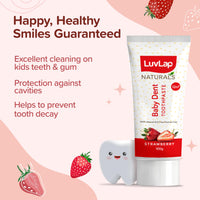 LuvLap Naturals 100% Natural Baby Toothpaste 100G,Strawberry Flavour,SLS&Fluoride Free Kids Toothpaste,Removes Plaque,Prevents Bacteria,Ensures White Teeth,Neutral Ph,12M+