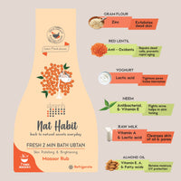Nat Habit Fresh Masoor Rub Bath Ubtan, 2 Minute Body Scrub For Skin Softening & Radiance, Acne Control, Hydration| Wrinkle Protection, Ayurvedic Inspired, Pack of 3