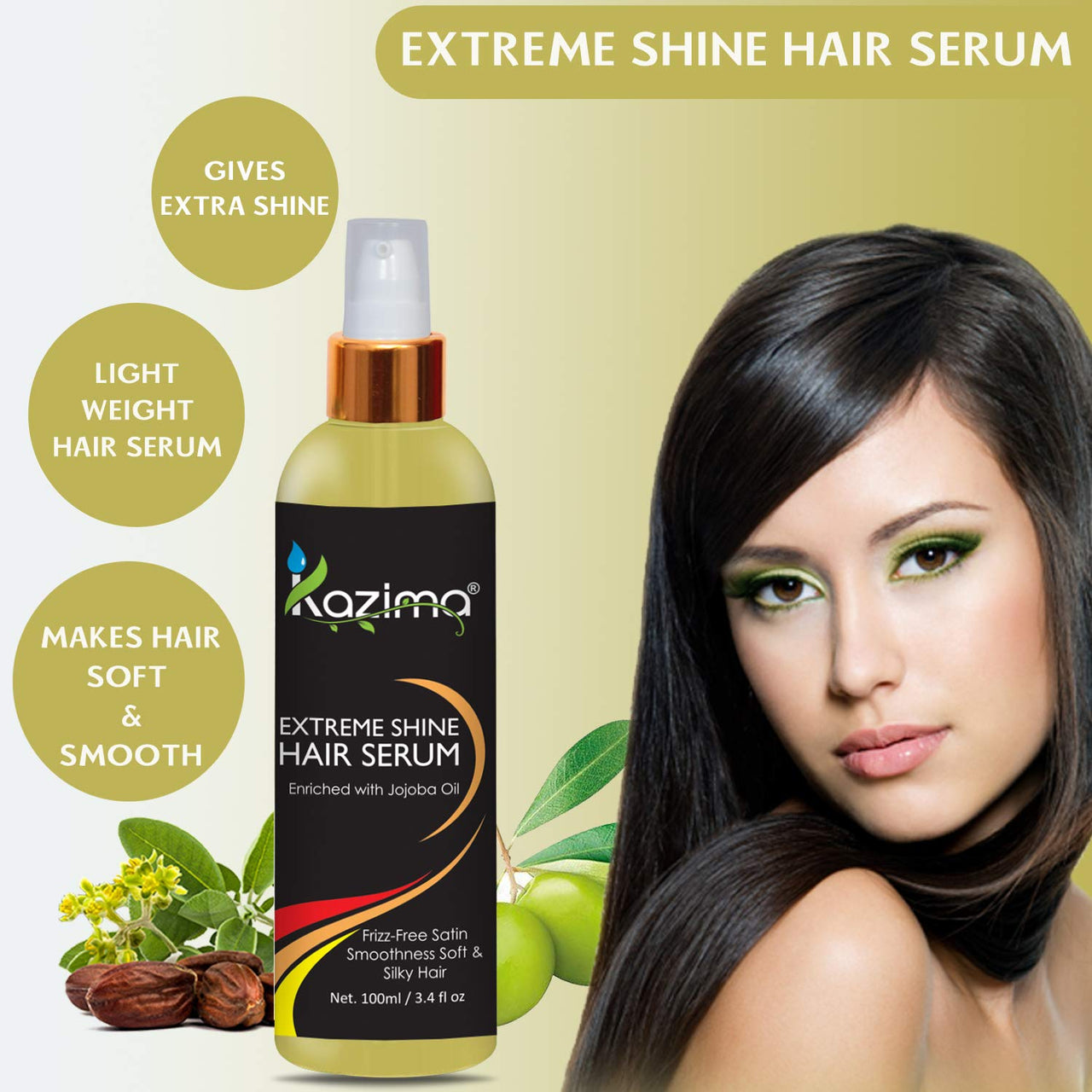KAZIMA Extreme Shine Hair Serum for Hair - Enriched with Jojoba Oil, 100 ml