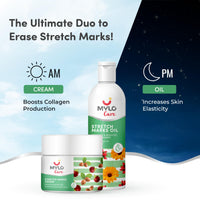 Mylo Care Stretch Marks Combo (Stretch Mark Oil - 100 ml, Stretch Marks Cream - 100 ml) |Stretch Marks removal for women |Made Safe Certified|Safe in pregnancy & effective on all body parts