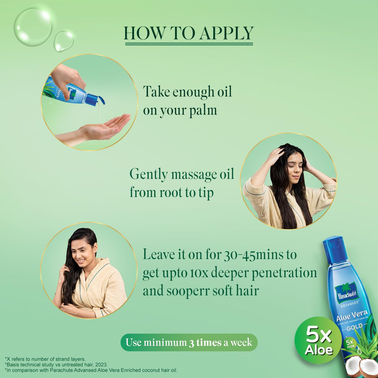 Parachute Advansed Aloe Vera Enriched Coconut Hair Oil Gold | 5X Aloe Vera | Makes Hair Sooperr Soft | 225ml