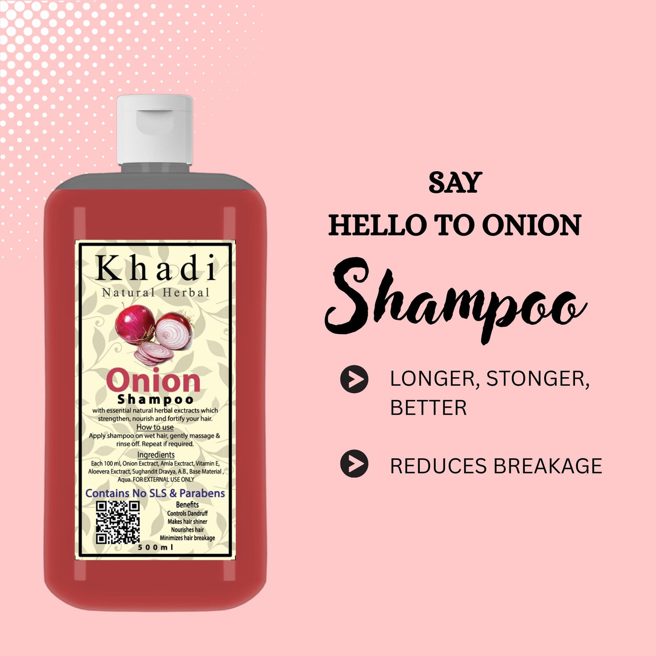 Khadi Natural Herbal Onion Shampoo For Hair Growth 1000ml | Anti Dandruff Hair Fall Control Shampoo With Amla, Aloevera & Vitamin E Natural Extract | Strengthen & Nourished Hair Paraben & Sulphate Free 1Litre Pack