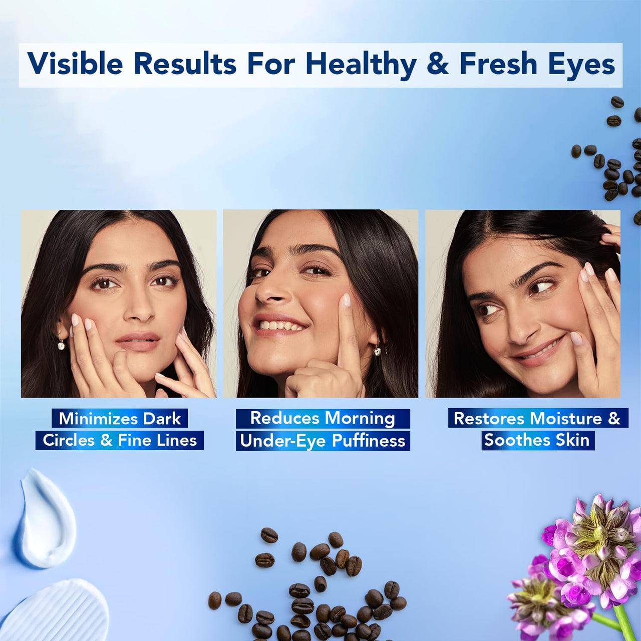 The Moms Co. Natural Vita Rich Under Eye Cream for Dark Circles for Women & Men enriched with Chia Seed Oil, Coffee Oil, Vitamines E & B3 with Cooling Massage Roller to Reduce Dark Circles, Puffiness and Fine Lines (15g/0.5 oz)