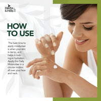 Herbs & Hills Daily Moisturizer Cream - 100g For All Skin Types with Almond, Olive, Avocado Oil, Keep Skin Soft, Hydrated & Supple, Remove Puffiness, Prevent UV Damage, Improve Skin Health