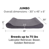 Furhaven Replacement Dog Bed Cover Microvelvet Contour Luxe Lounger, Machine Washable - Gray, Jumbo (X-Large) Microvelvet (Gray) 45.0