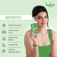 BAKE 2% Salicylic Acid & 3% Niacinamide Face Wash for Oily Acne Prone Skin | Treats Active Acne & Fades Acne Marks & Dark Spots | Daily Anti Acne Face Wash - 100ml