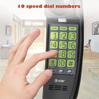AT&T TRIMLINE 213-11 Corded Home Phone with Extra Big Buttons & Visual Ringer. No AC Power Required, Improved Easy-wall-mount, Lighted Keypad, 10 Speed Dial Keys, Volume Control,Senior Friendly. BLACK