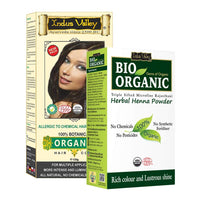 INDUS VALLEY 100% Organic Doctor Recommended Dark Brown Hair color With Organic Henna (120g+100g=220g)