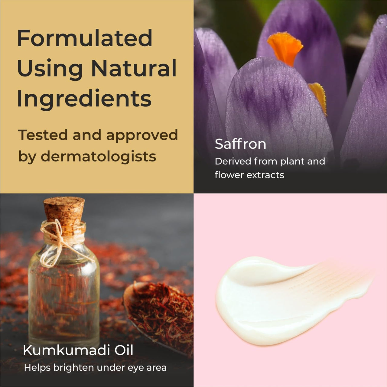 AURAVEDIC Under Eye Cream For Dark Circles For Men Women Kumkumadi Tailam Dark Circles Removal Cream For Women Men 50g Kumkumadi Oil Under Eye Cream For Women Men.