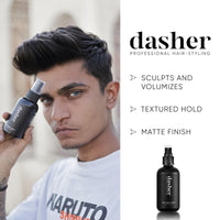 Dasher Sea Salt Spray (100ml) & Hair Styling Cream (100g), Lightweight Cream, Medium Hold Puck, Water-Based, Volumizes & Texturizes Hair, With Bhringraj & Vitamin E