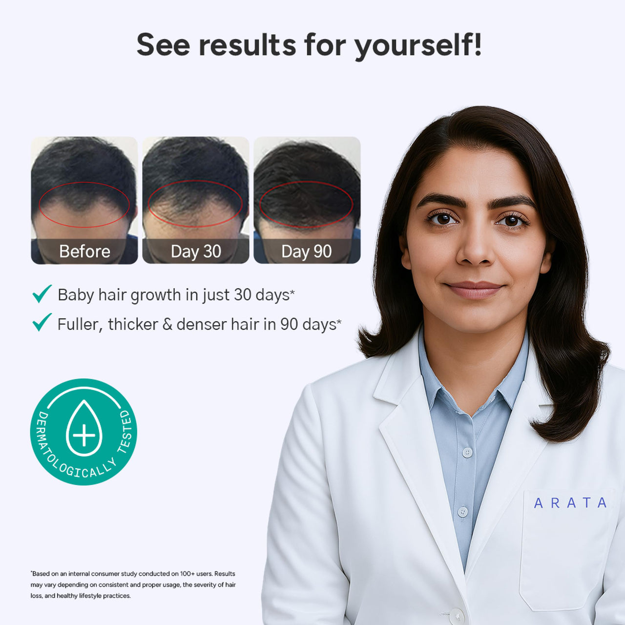 Arata Grow Strong Combo | Intensive Hair Growth Serum & Super Shampoo | Boost Hair Growth | Reduce Hair Loss | Smooth & Shiny Hair | 3% Redensyl, Biotin, Protein, Vitamins | 150ml + 30ml