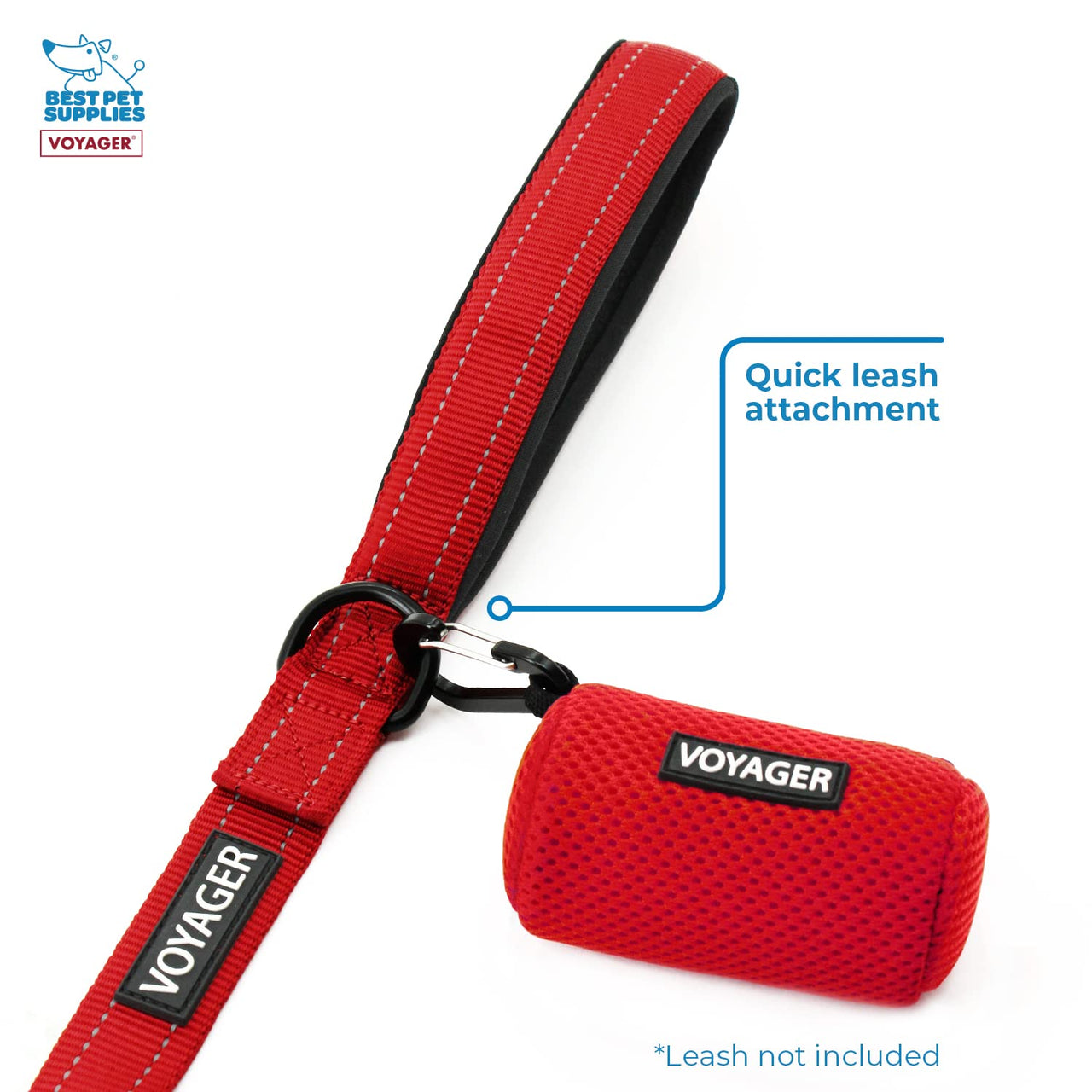 Best Pet Supplies 2-Pack Dog Poop Bag Holder Leash Attachment, Color, Reusable Mesh Dispenser Pouch for Travel, Walking, Park, and Outdoor Use, Soft and Durable with Clip-On - Mesh Red Mesh Dispensers (Red) 1 Count (Pack of 2)