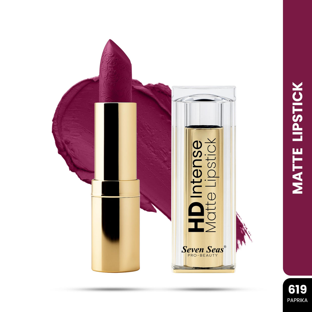 Seven Seas HD Intense Matte Lipstick | Non-Transfer | Lipstick For Women (619-Paprika, 3.5G)