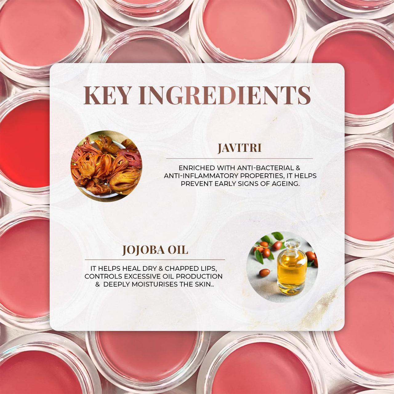 Just Herbs Ayurvedic, Natural Lip & Cheek Tint, Blush For Women - SLS, Chemical & Paraben Free - 02 Peachy coral (Creamy Matte)