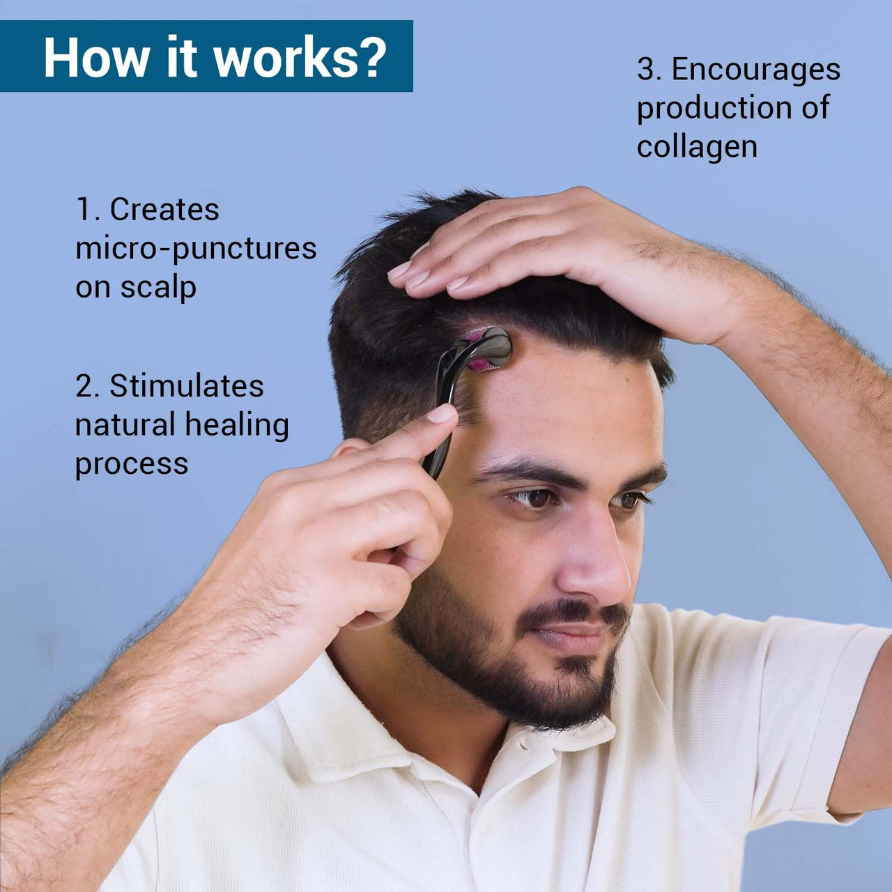 Sotrue Derma Roller 1mm | 540 Stainless Steel Needles | Derma Roller for Hair Growth & Thickening, Repair Damages and Activates Hair Follicles, Reduces Acne Scars (Black)