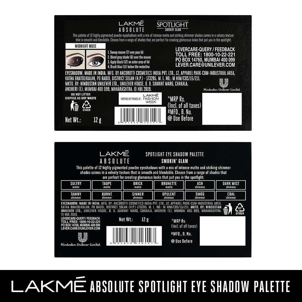 Lakmé Glitterati Chroma Chic Eye Shadow Powder Velvet Palette|| Stilettos|| 12 g, Multicolor